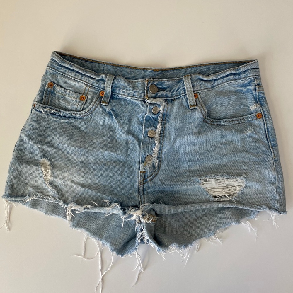 Levi’s Unique Button Front Distressed Shorts - image 1